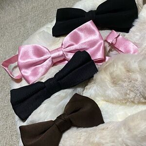 Elegant  Bow Tie Set - Pink, Black, and Brown